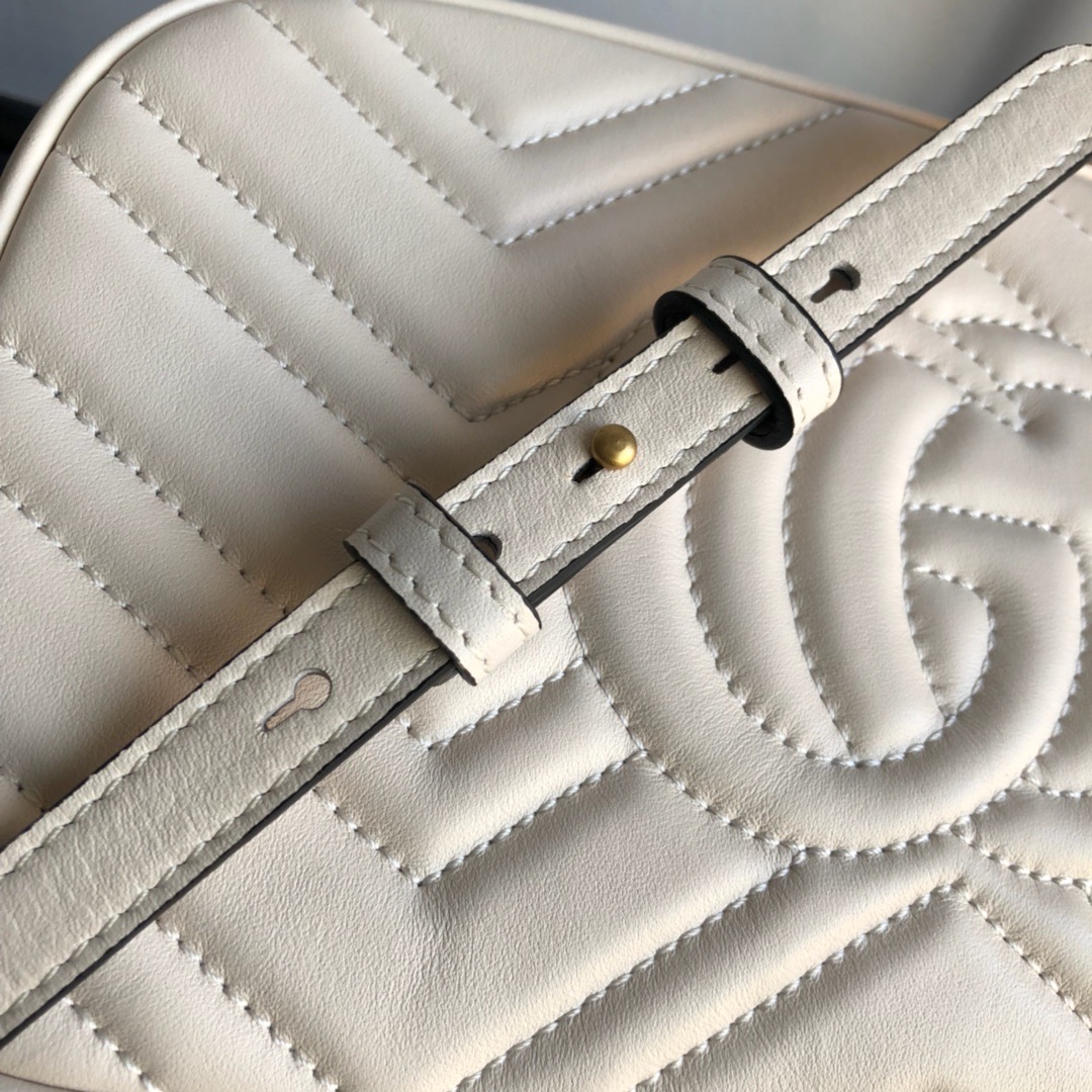 Gucci GG Marmont Small Matelassé Camera Bag White 24cm 447632 DTD1T 9022