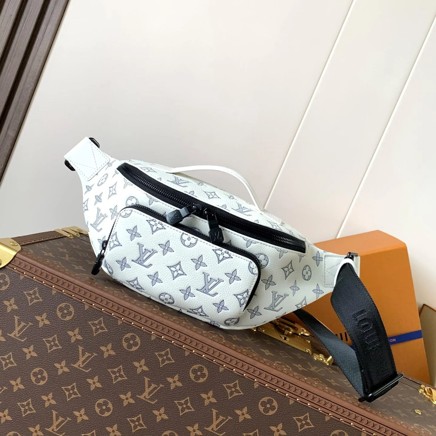 LV M25227 Rush Bumbag White Monogram Shadow Calfskin