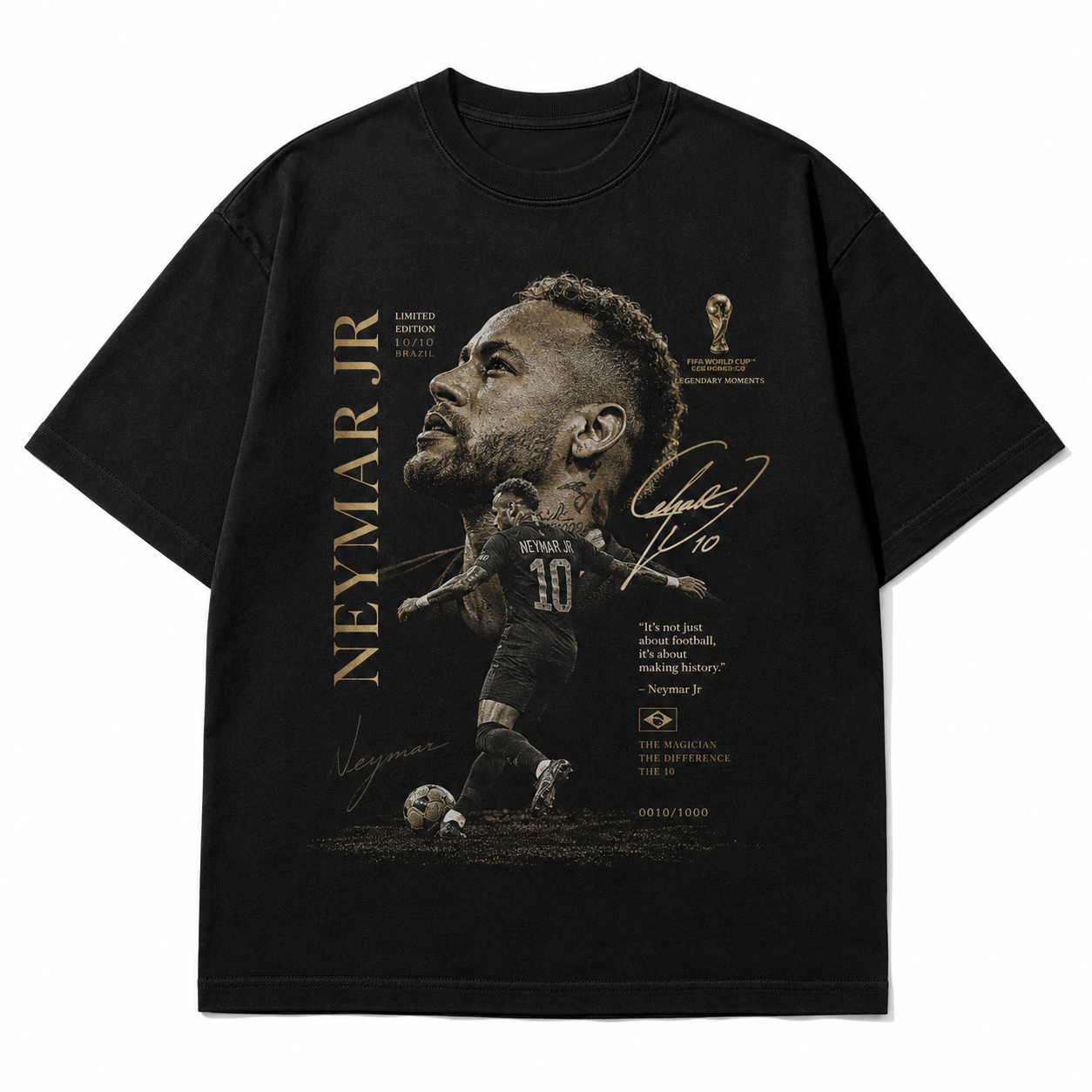 Neymar World Cup Printed T-Shirt  Unisex Loose Fit T-Shirt 100% Cotton Soft Comfortable Summer Casual Printed Top