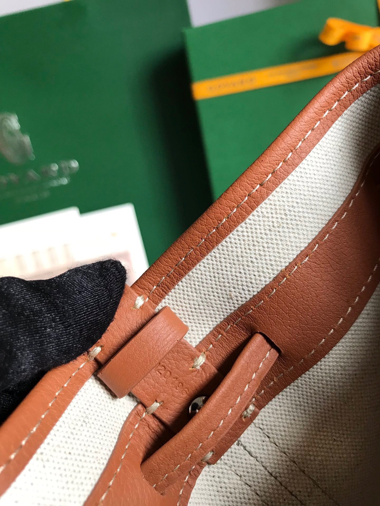 Goyard Petit Flot Bucket Bag 22 Cm Black Goyardine Canvas And Tan Lambskin Trim