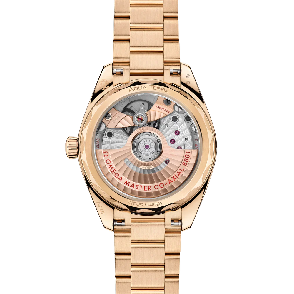 Omega Seamaster Aqua Terra Shades 34 mm Silver Dial Moonshine™ 18k Yellow Gold Bracelet 220.50.34.20.02.001