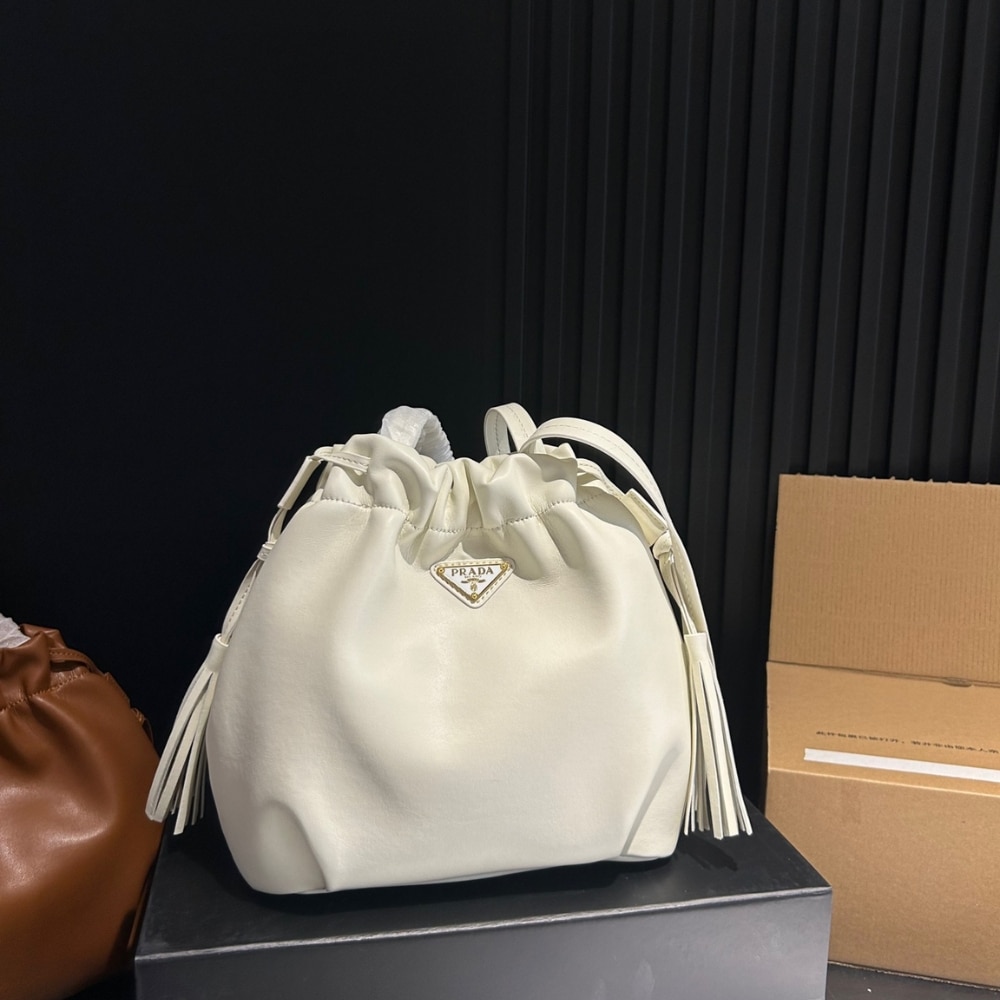 Prada Nappa Leather Shoulder Bag White 23Cm