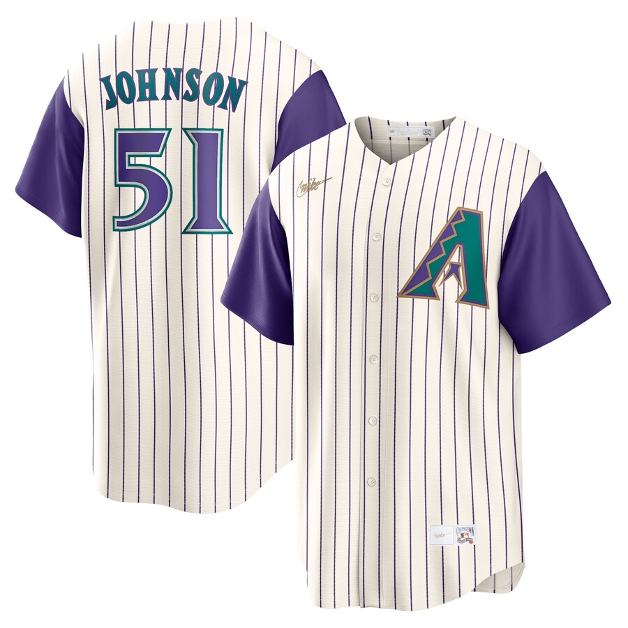 Randy Johnson Arizona Diamondbacks Alternate Cooperstown Collection Player Jersey Cream/Purple