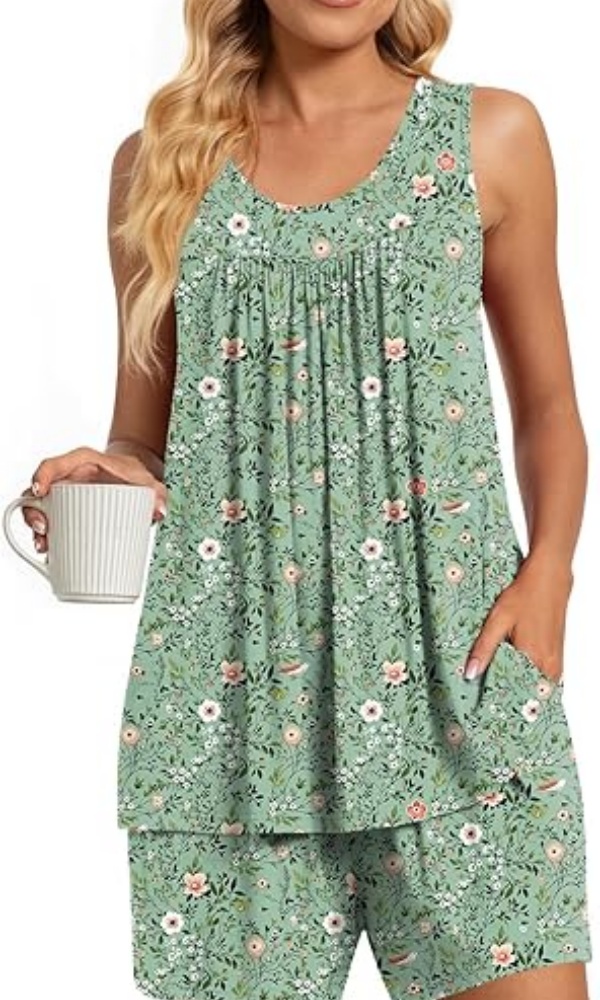 COSYWAY 2 Piece Women's Sleeveless Pajama Sets