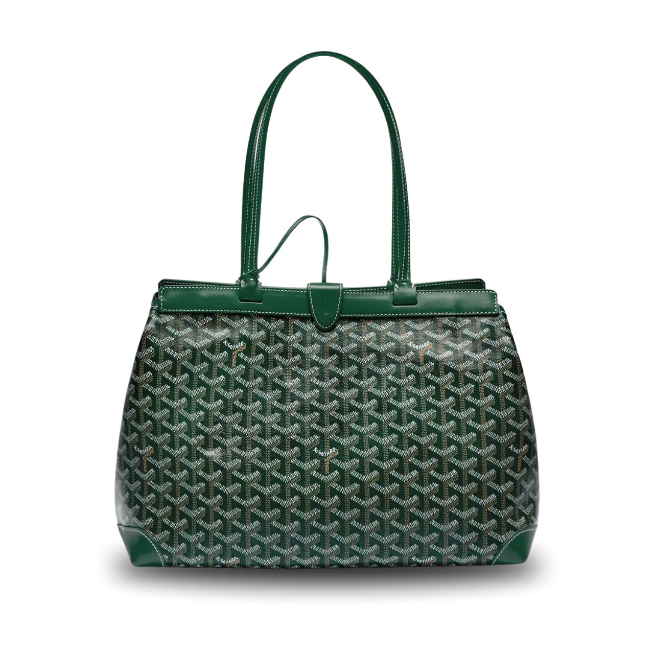 Goyard Bellechasse Biaude Pm Bag 36cm Green Goyardine Canvas And Calfskin Trim