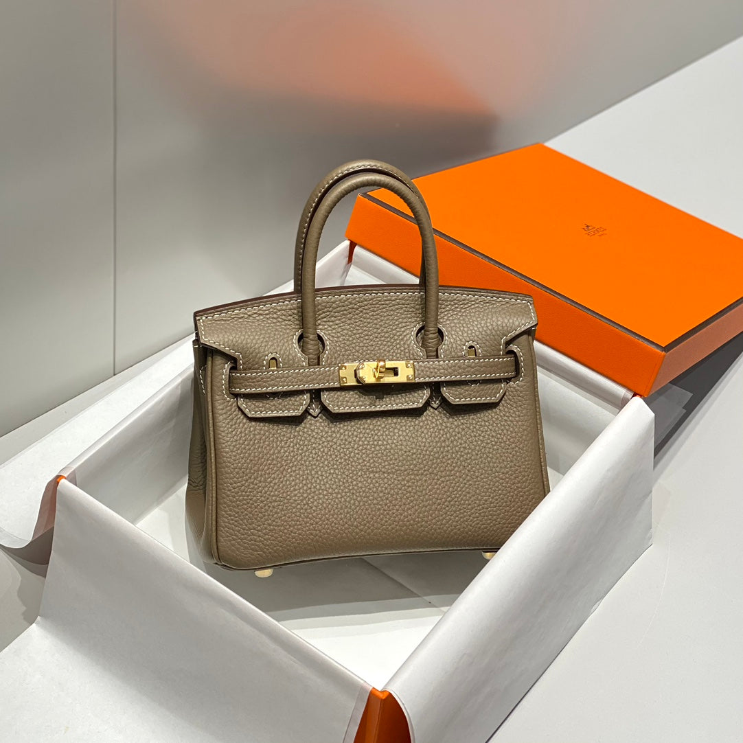 Hermes Birkin 20Cm Etoupe Togo Leather Gold Hardware
