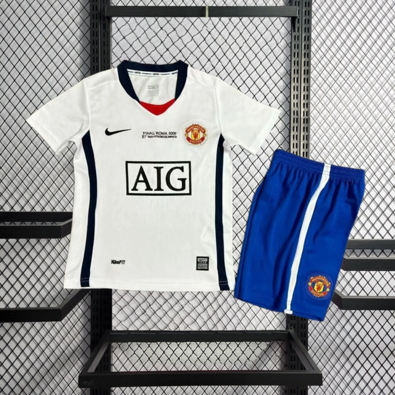 Retro KIDS 2008-09 KIDS Manchester United Champions League Edition away white football jersey retro