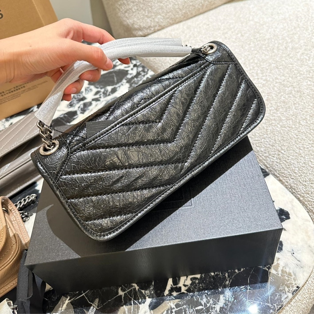 Saint Laurent Mini Matelasse Monogram Niki Bag Black 26cm