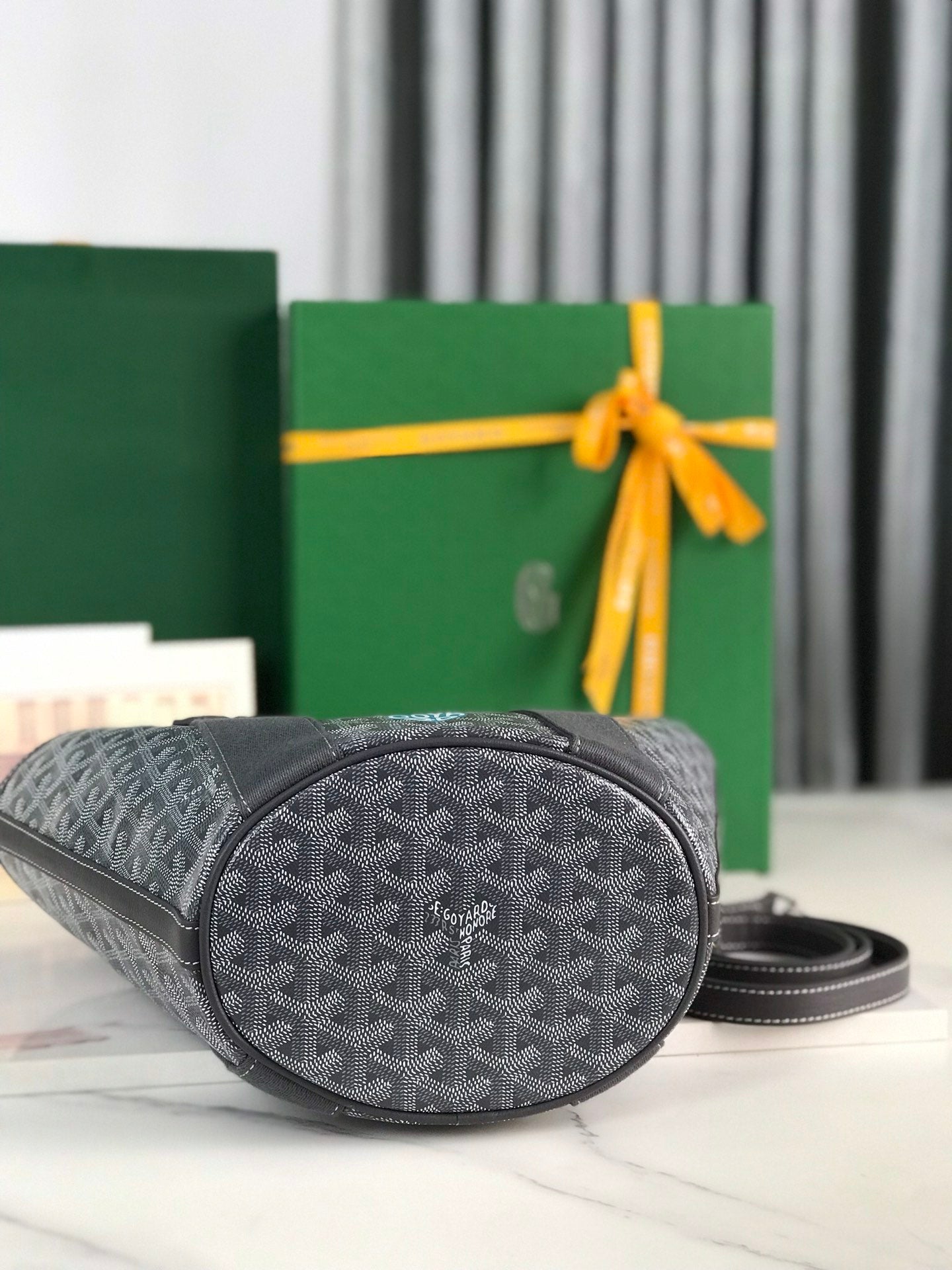 Goyard Small Belharra 24 Cm Gray Goyardine Canvas And Lambskin