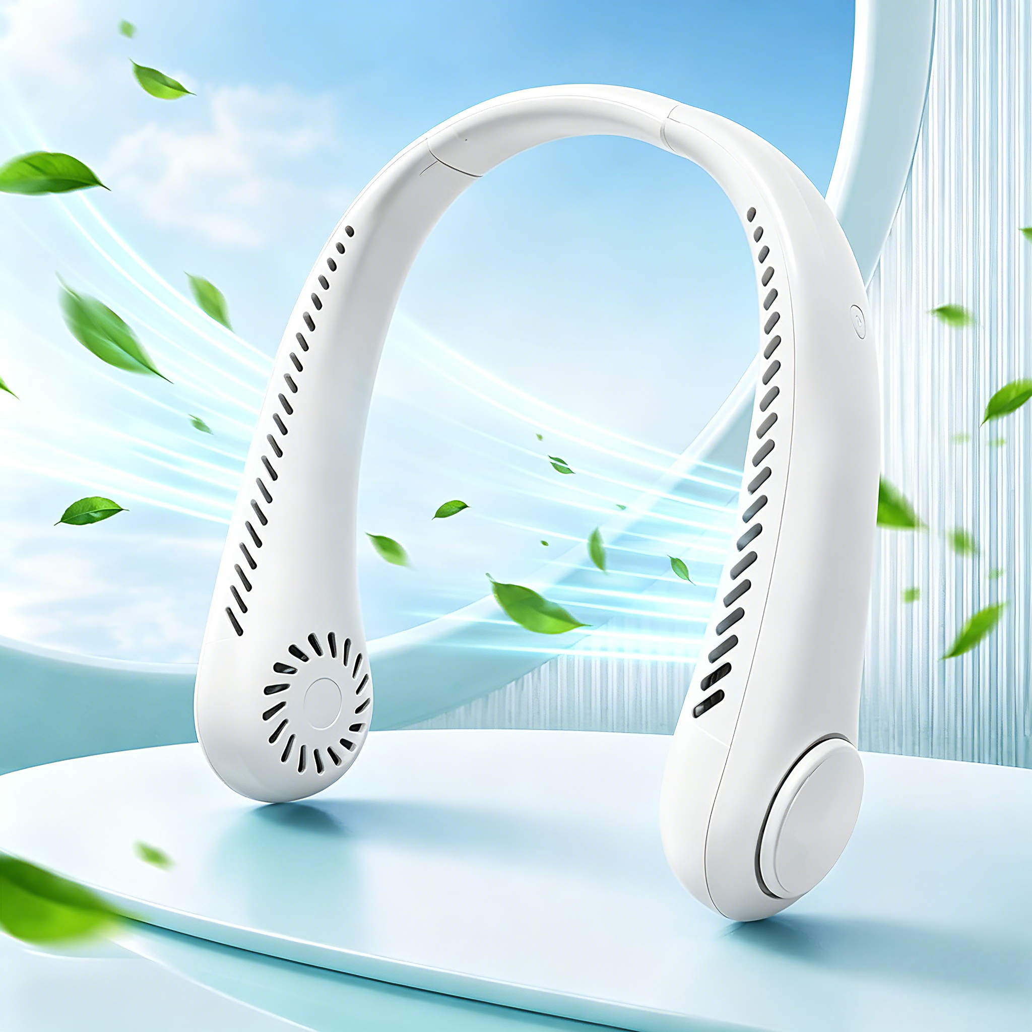 Rechargeable Neck Fan, Portable Bladeless Wearable Cooling Fan, USB Rechargeable, 3 Speeds for Travel & Outdoor