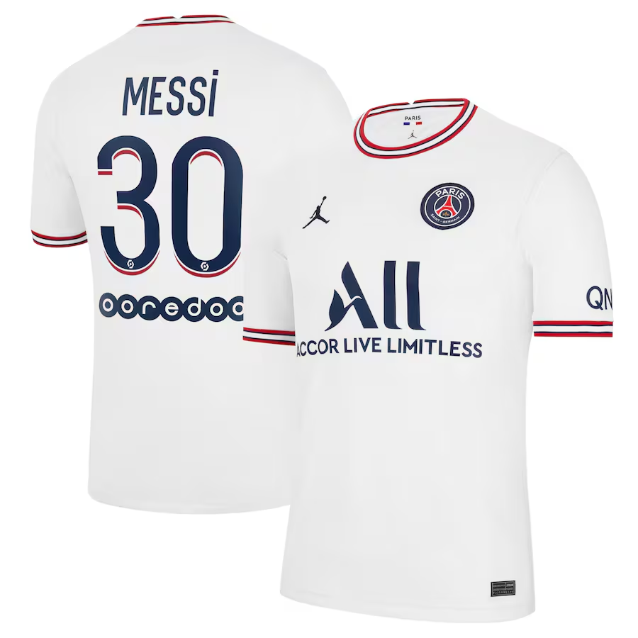 Men's Jordan Brand Lionel Messi White Paris Saint-Germain 2021/22 Fourth Replica Jersey