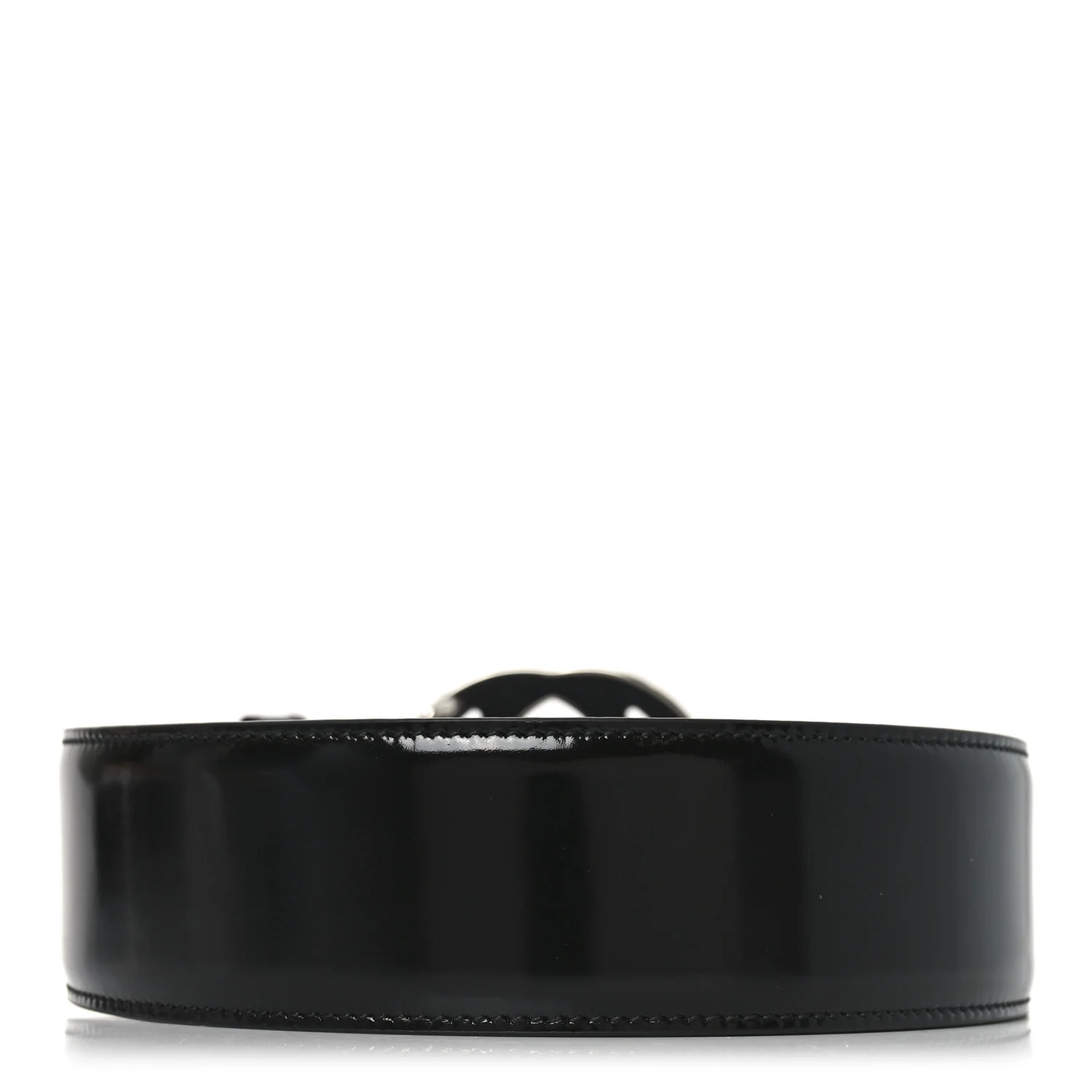 Glass Calfskin Interlocking G Belt 95 38  Black