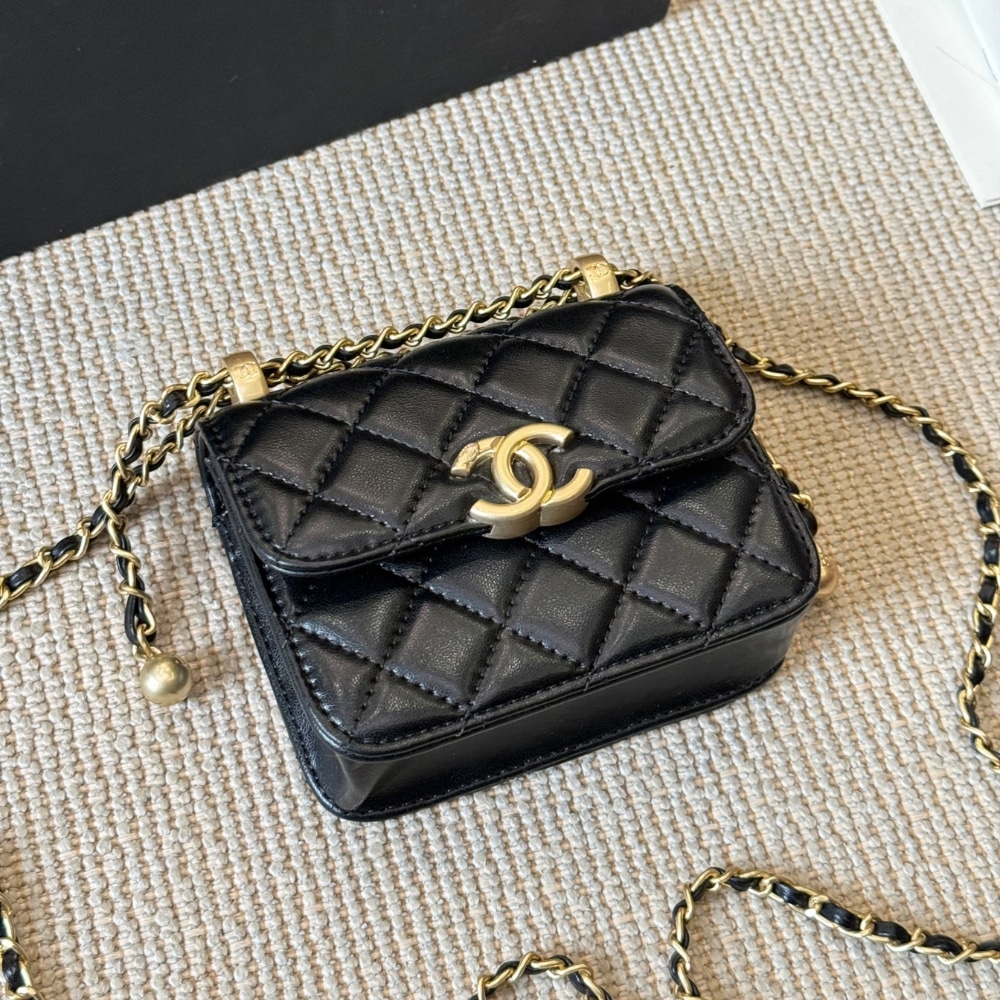 Chanel 21a Mini Flap Coin Purse With Chain Black 12cm Ap2290 B06092 94305