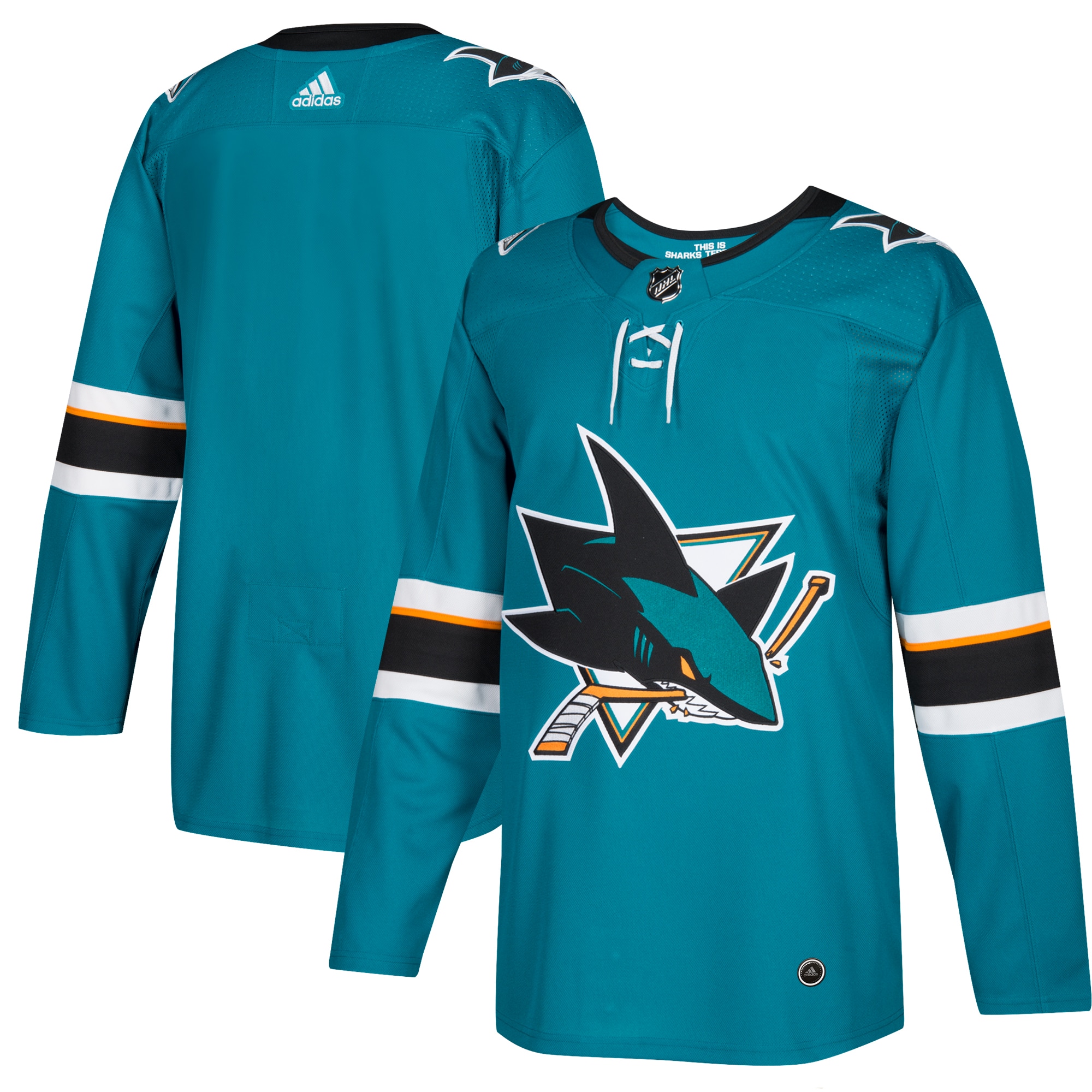 San Jose Sharks adidas Home Authentic Blank Jersey – Teal
