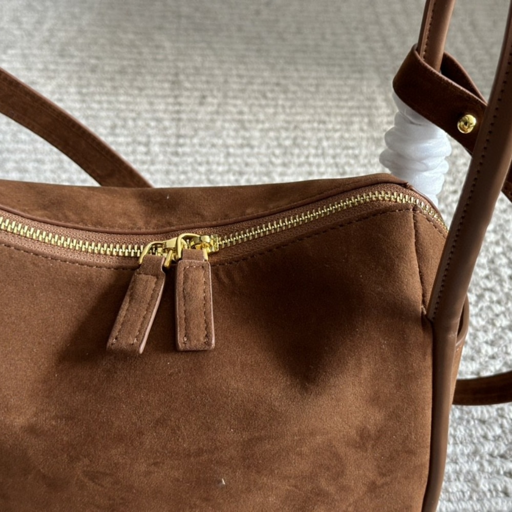Prada Suede Hand Bag Cocoa Brown 26Cm