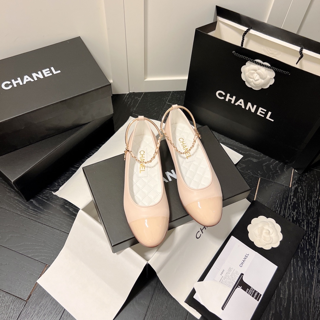 Chanel Interlocking Cc Logo Ballet Flats Light Pink
