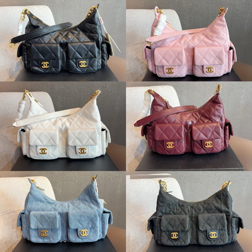 Chanel Large Hobo Bag Washed Denim And Gold Tone Metal Blue 31Cm AS5339 B19251 NG353
