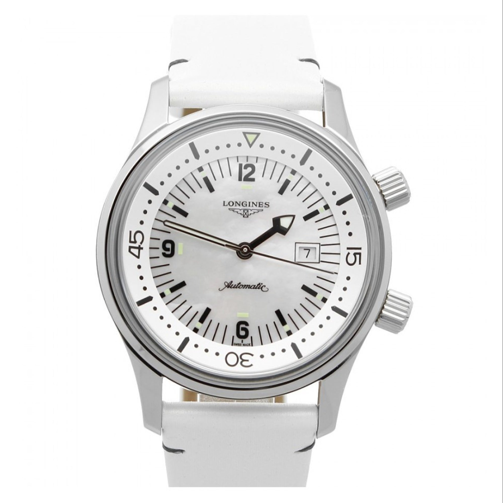 【Super Clone】Longines Women's L3.374.4.80.0 Legend Diver White Leather Watch