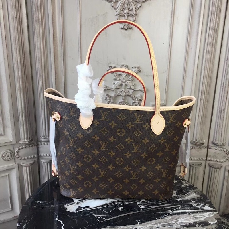Louis Vuitton Neverfull MM Monogram Canvas Beige 31Cm M46975