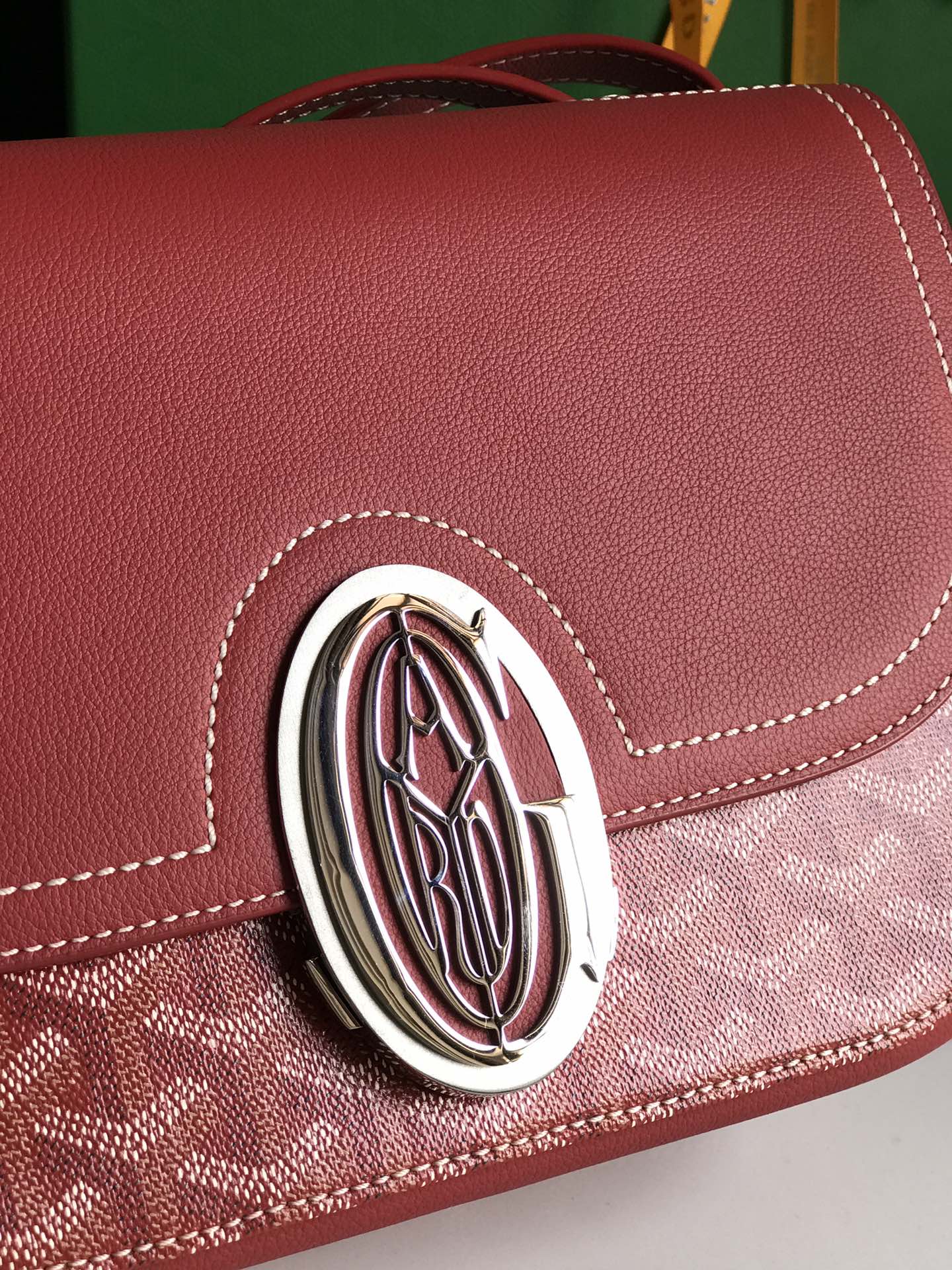 Goyard 233 Bag 25 Cm Classic Red Calfskin And Goyardine Canvas