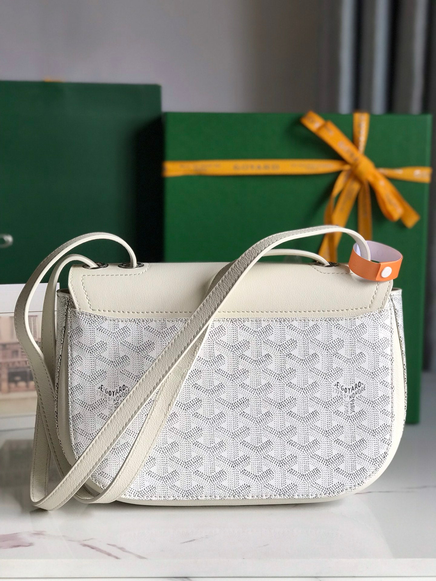 Goyard 233 Bag 25 Cm White Calfskin And Goyardine Canvas 25cm