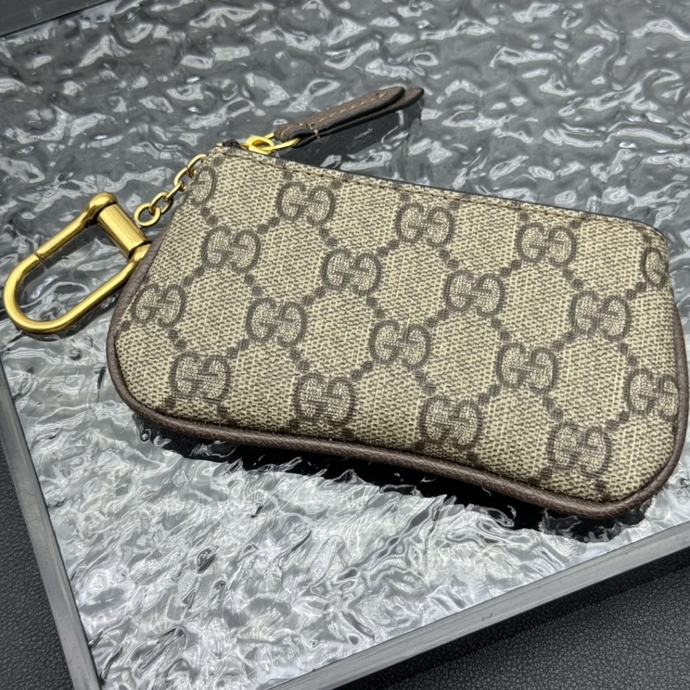 Gucci Gg Supreme Canvas Wallet Ophidia Key Case Beige And Ebony 12.5cm