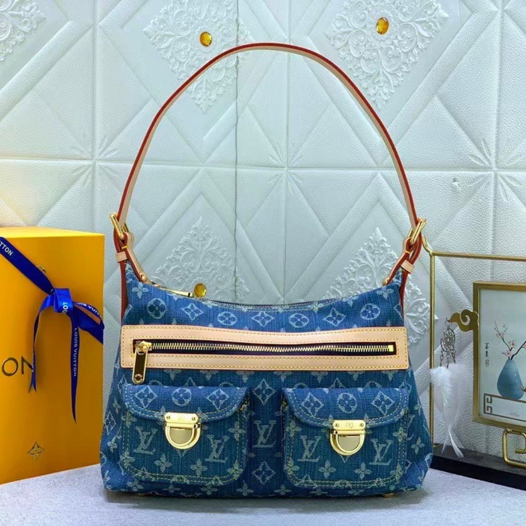 Louis Vuitton Baggy PM Monogram Denim Blue 30Cm M95049