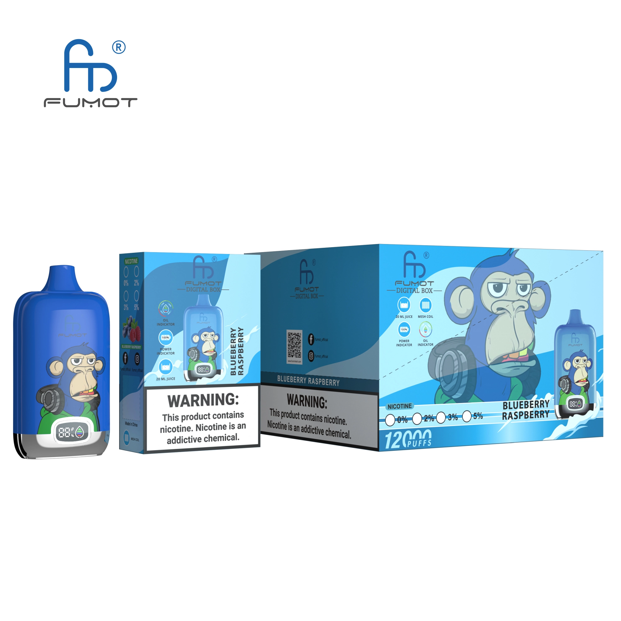 （3 pieces）RandM Digital Box 12000 Puffs Disposable Vape