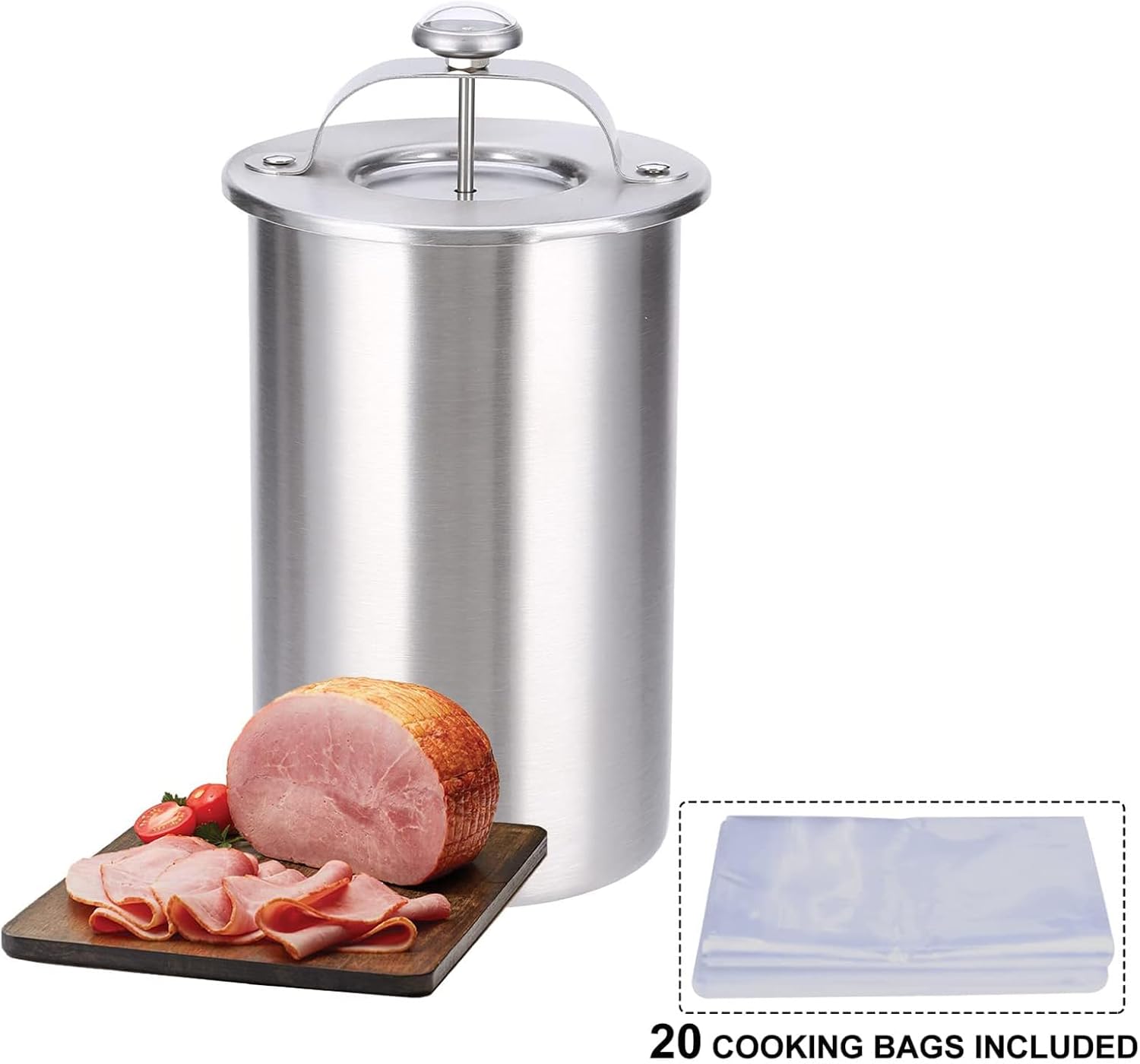 Deli Meats Stainless Steel Ham Maker - Ham Press Mold with Thermometer