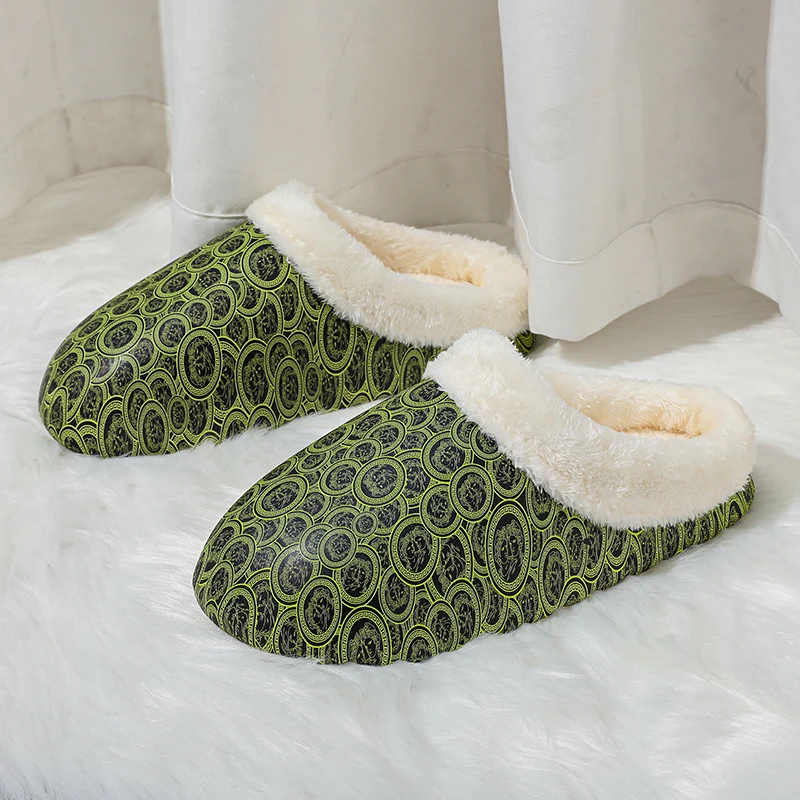 Men Slippers Men’s Casual Thick Bottom Winter Footwear Plus Velvet Keep Warm Lightweight Flexible Hiking Waterproof Comfortable