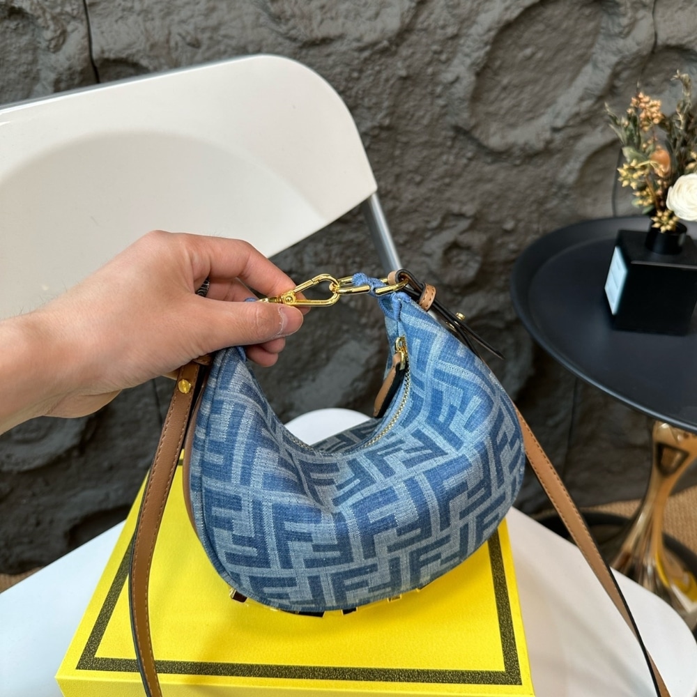 Fendi Fendigraphy Mini Bag Denim Blue Ff 20Cm