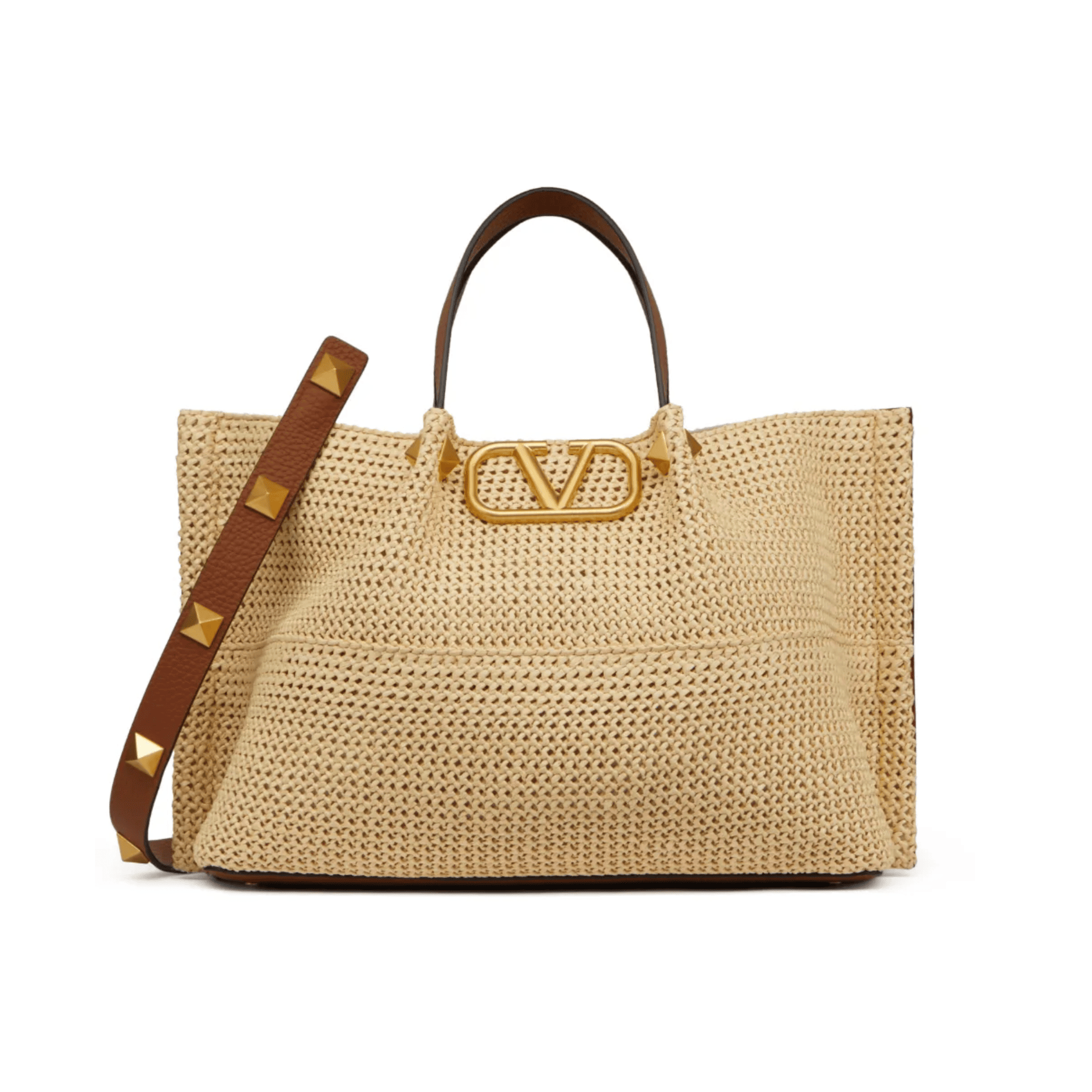 Valentino Garavani Summer Woven Natural Brown Leather Tote Bag 35cm/13.8in