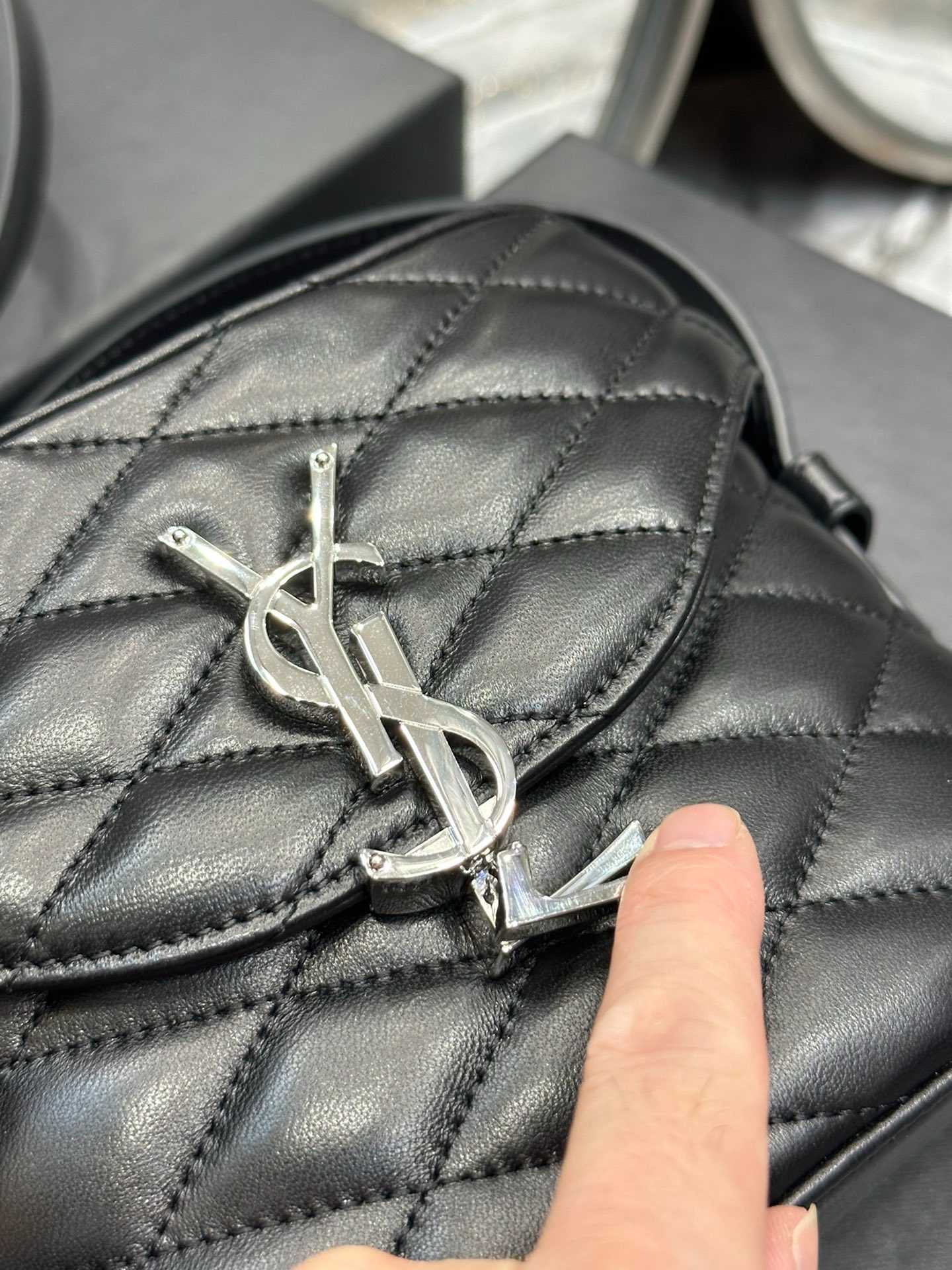 Saint Laurent June Box Bag In Quilted Black
