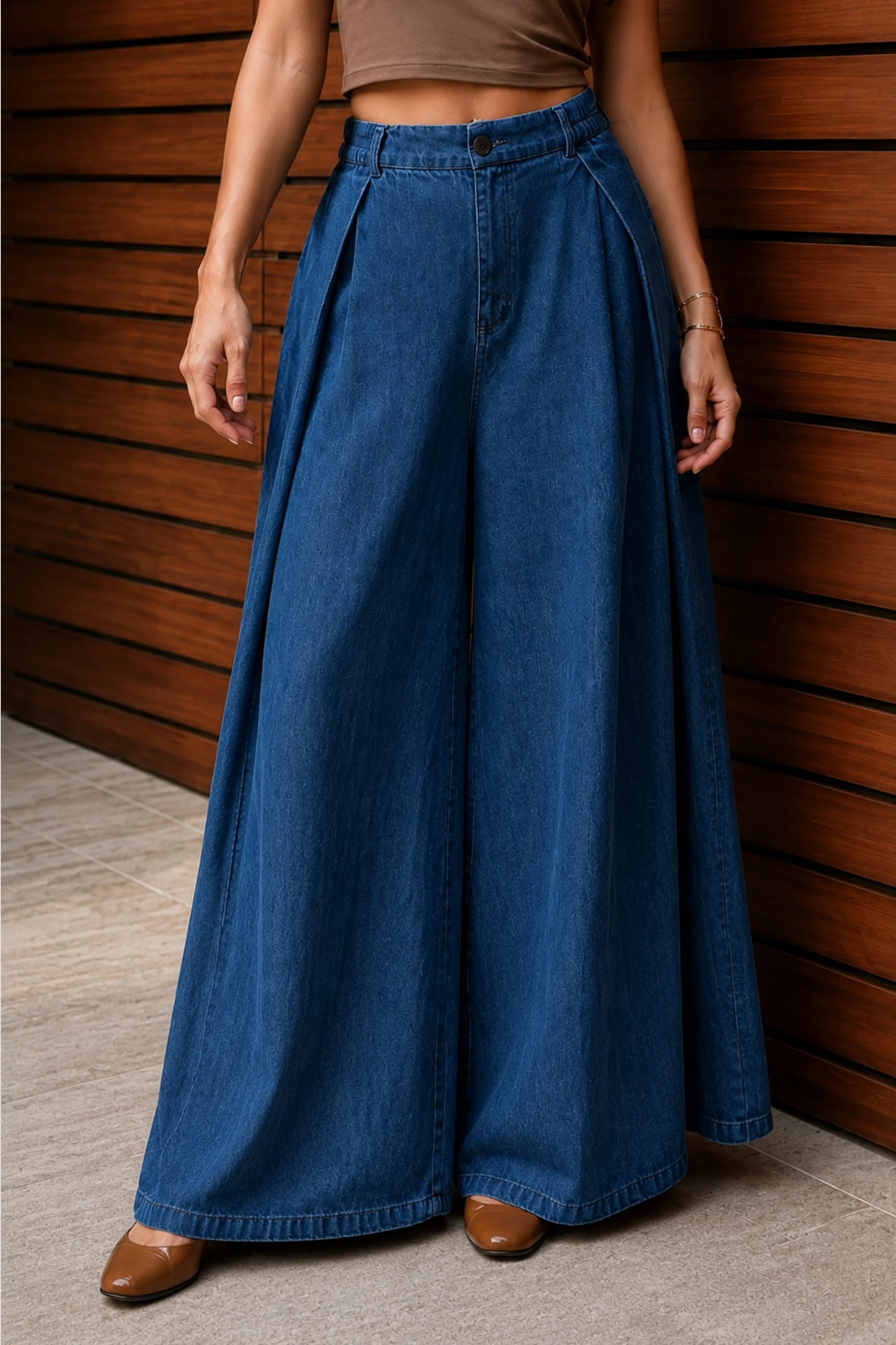 Indigo Grace Wide-Leg Pants