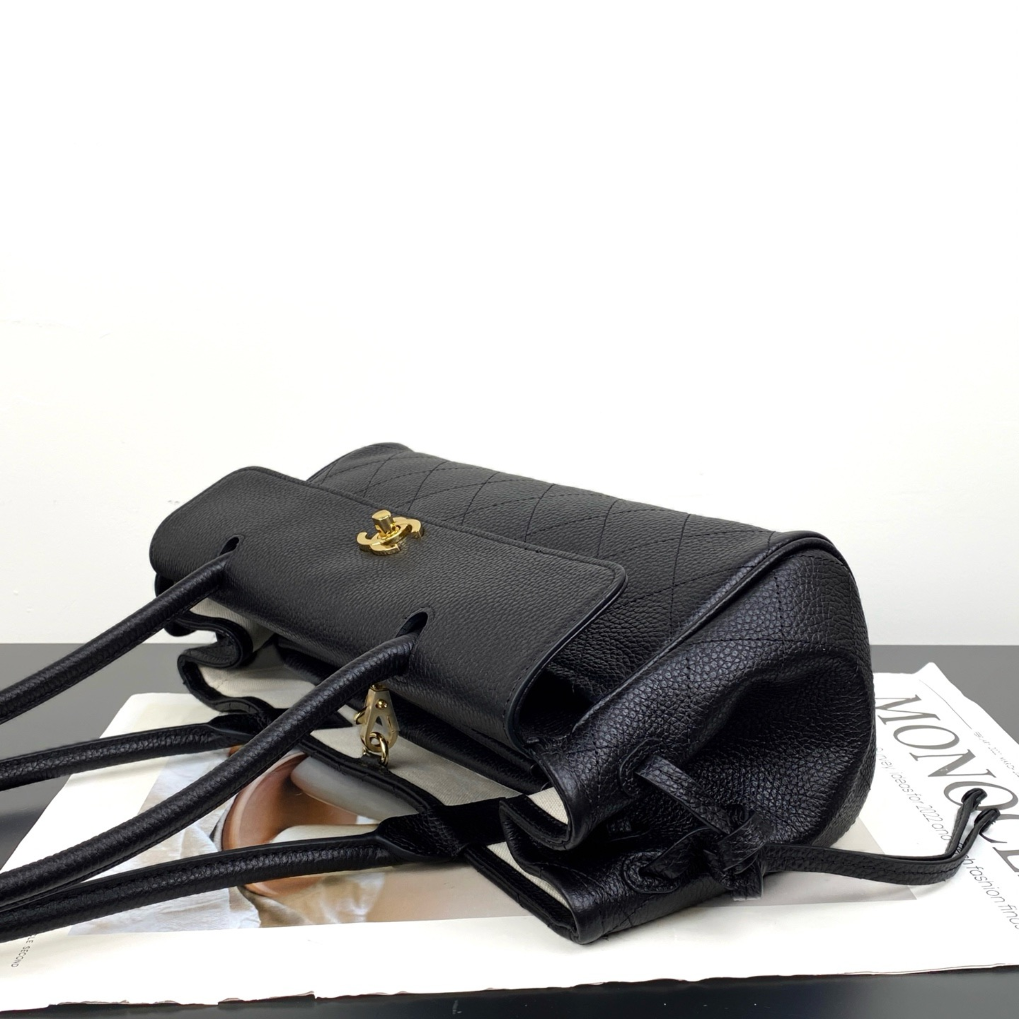 Chanel Urban Essential Tote Light Black Caviar Gold Hardware 30cm/11.8in