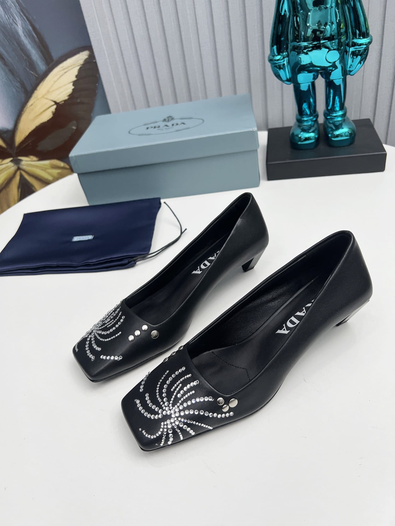 Prada Crystal Pumps Black