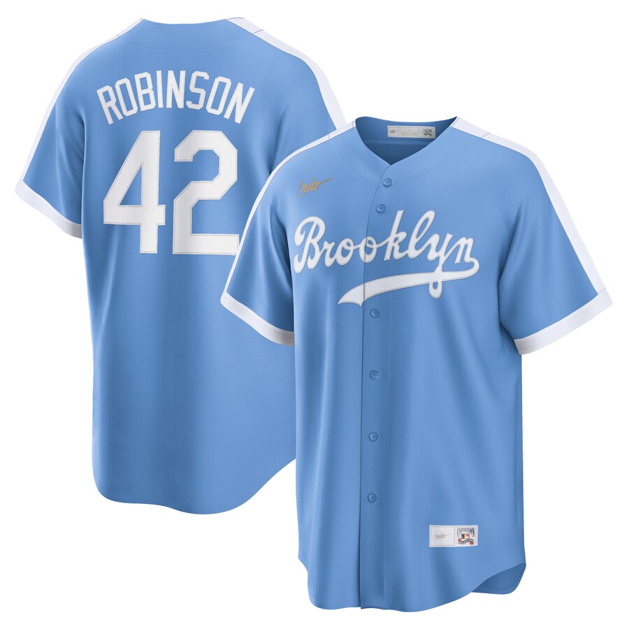 Jackie Robinson Brooklyn Dodgers Alternate Cooperstown Collection Player Jersey Light Blue