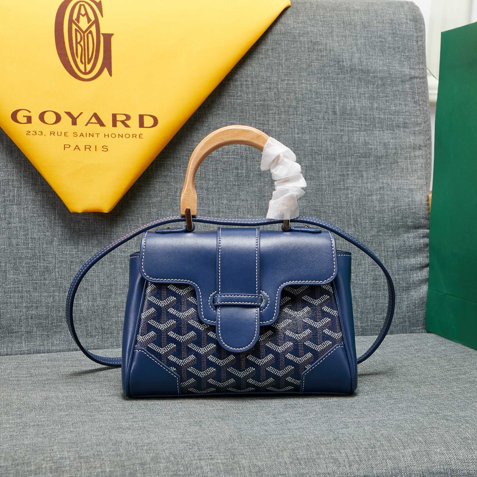 Goyard Saigon Souple Mini Bag Dark Blue Canvas 20cm