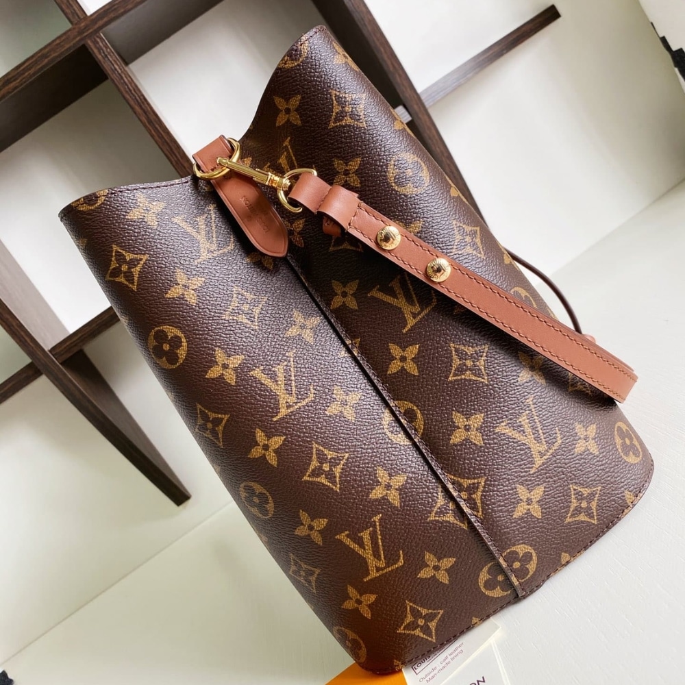 Louis Vuitton Néonoé MM Monogram Canvas Bucket Bag Caramel Brown 26cm M44887