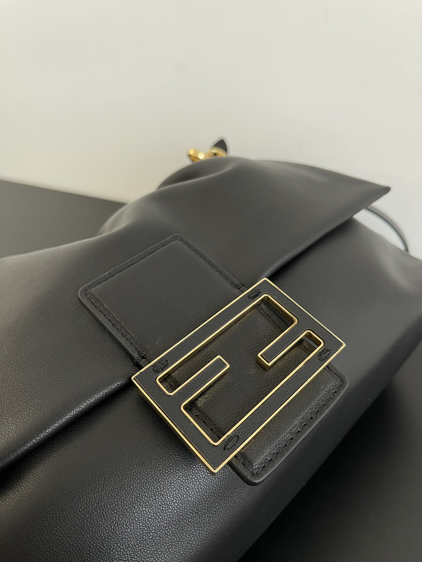Fendi Mamma Baguette Large Black Nappa Leather Bag 31.5cm