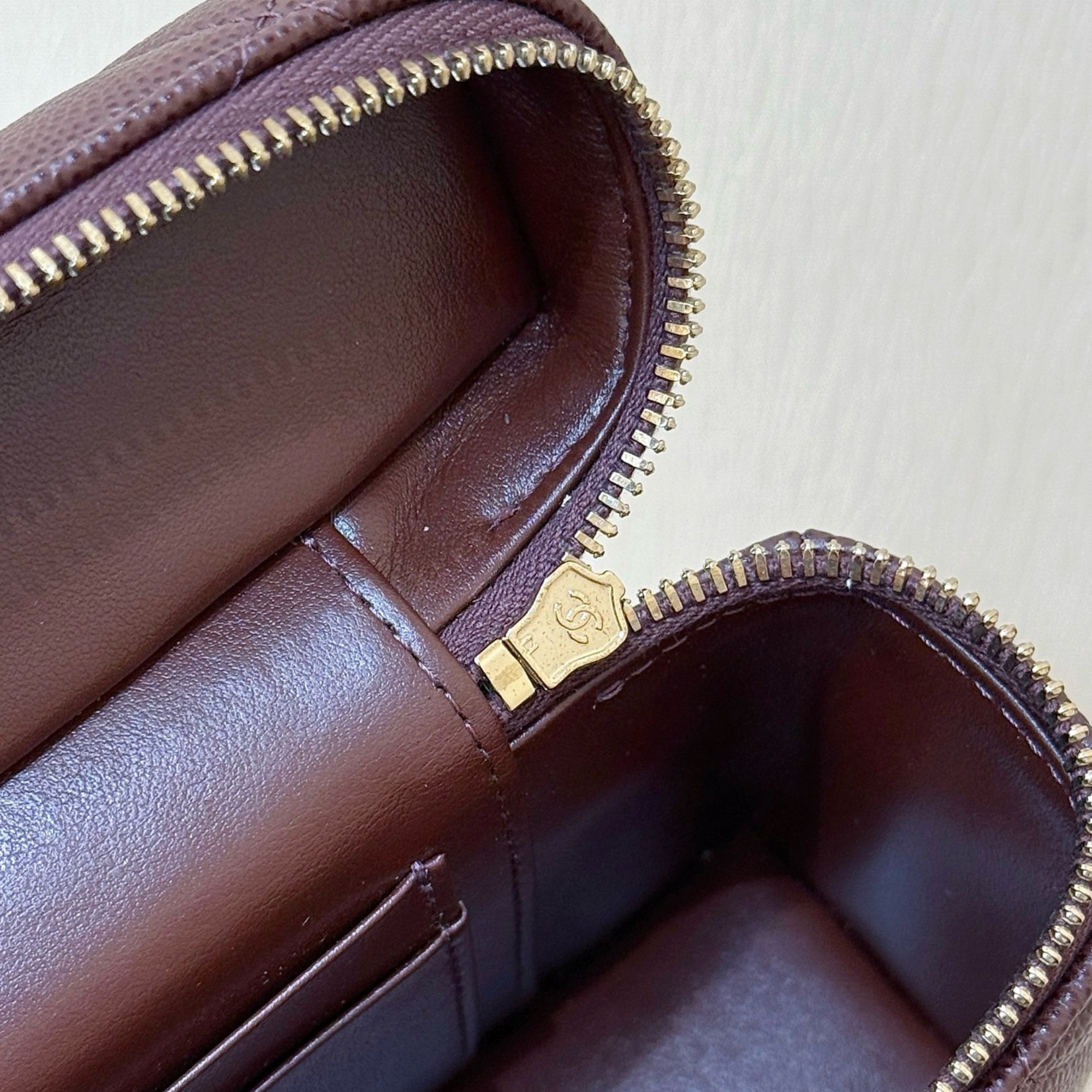 Chanel Top Handle Slim Vanity Case Dark Brown Hardware 19cm/7.5in