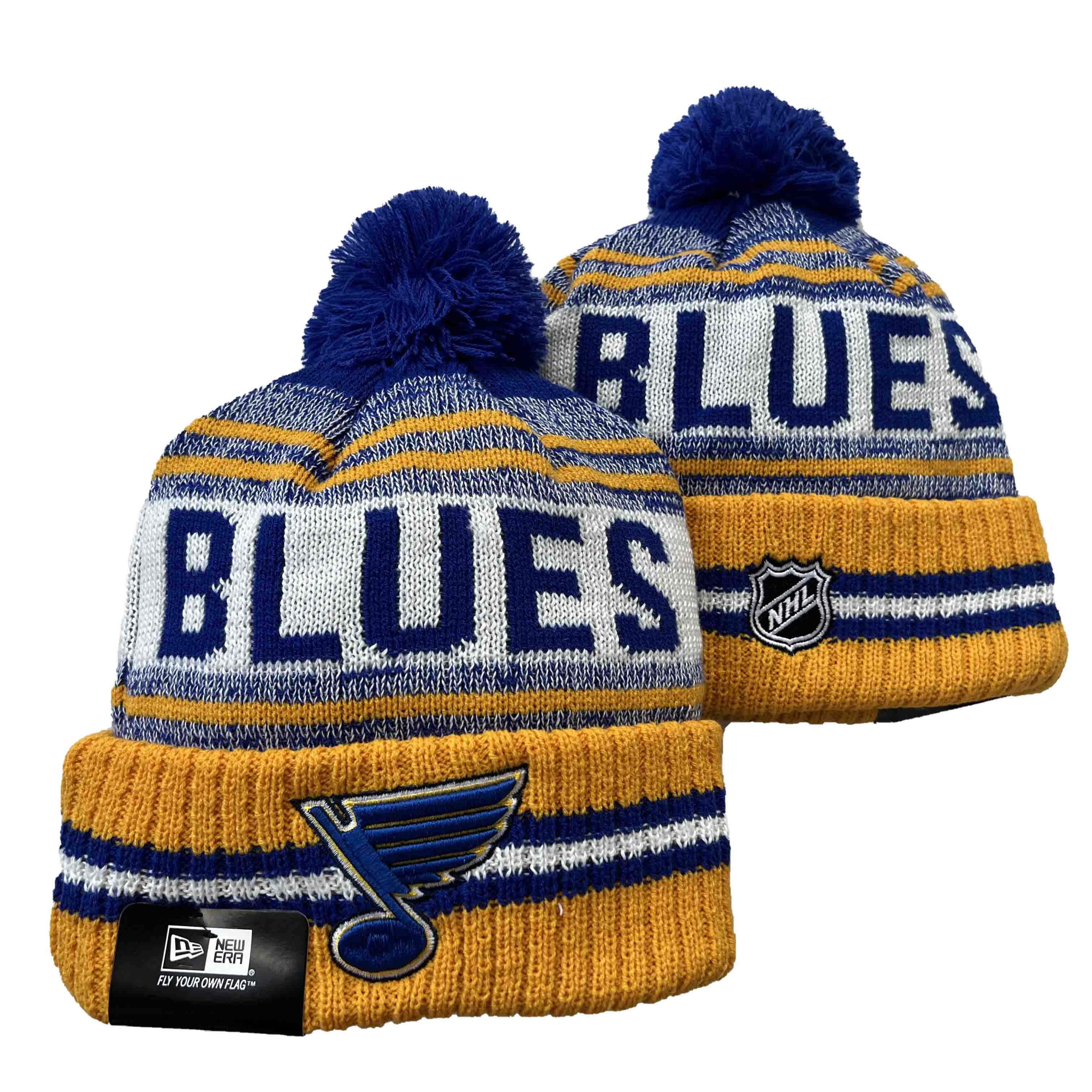 Men's Yellow St. Louis Blues Knit Cuffed Hat with Pom