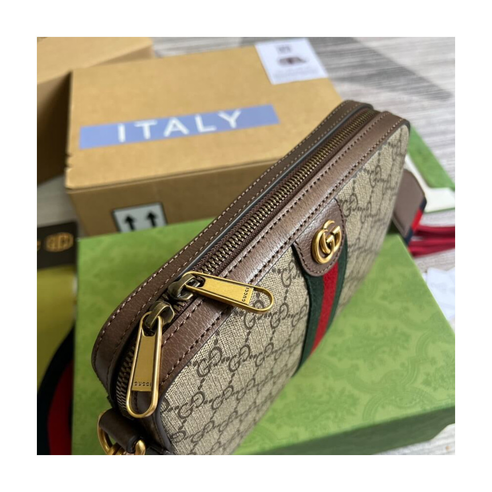 Gucci Ophidia GG Supreme Shoulder Bag Beige/Ebony 24cm/9.4in