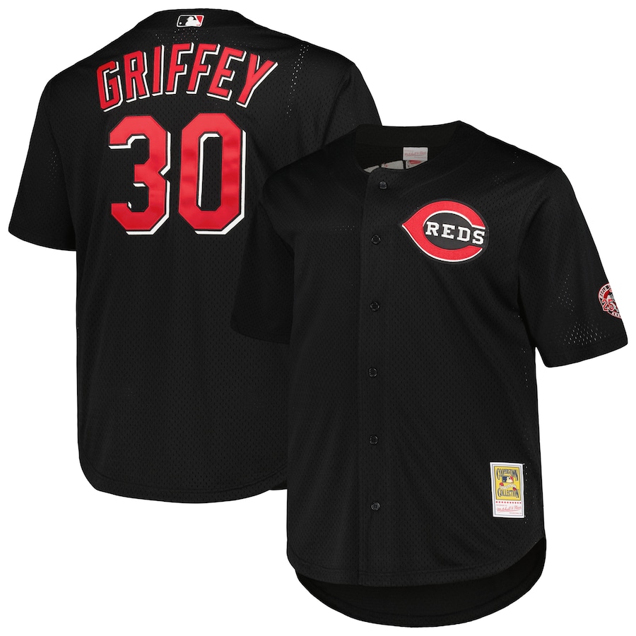 Ken Griffey Jr. Cincinnati Reds Mitchell&Ness Big&Tall Cooperstown Collection Batting Practice Jersey Black