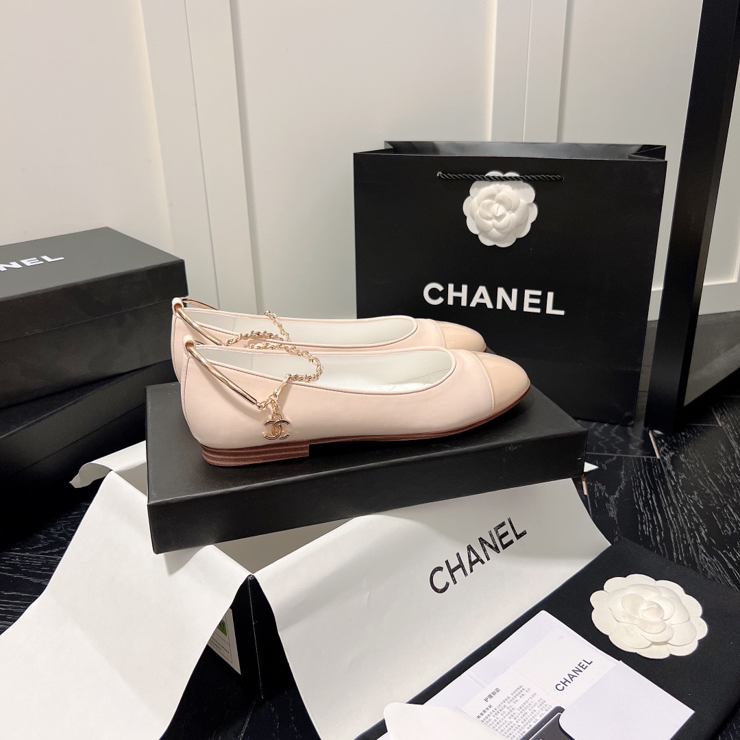 Chanel Interlocking Cc Logo Ballet Flats Light Pink