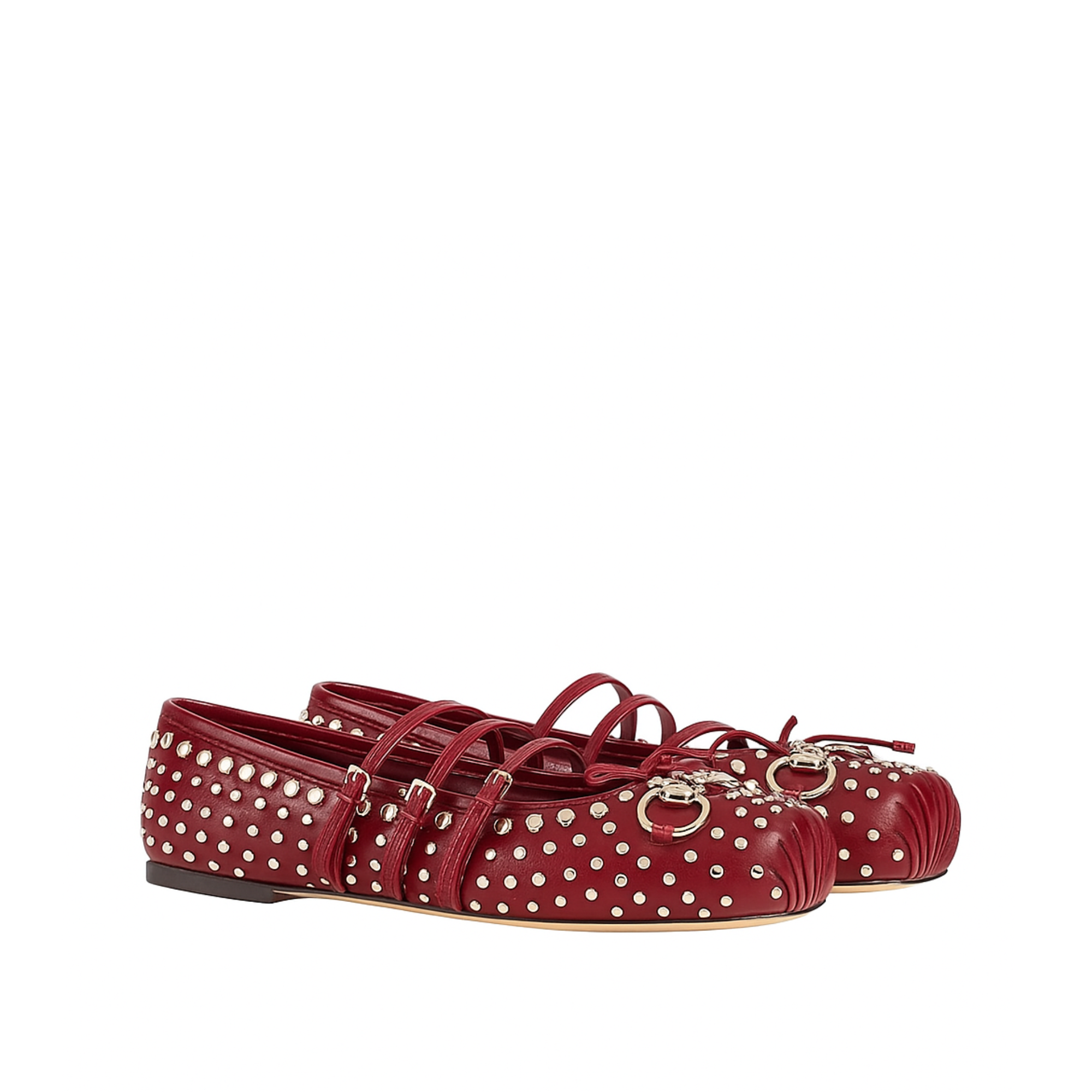 Gucci Women’S Horsebit Ballet Flat Allover Studs Red 821218 Aaeev 6249