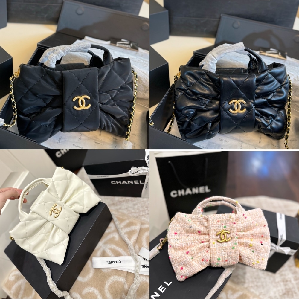 Chanel Mini Bow Bag Shiny And Gold Tone Metal Black 21Cm As5849 B22148 94305