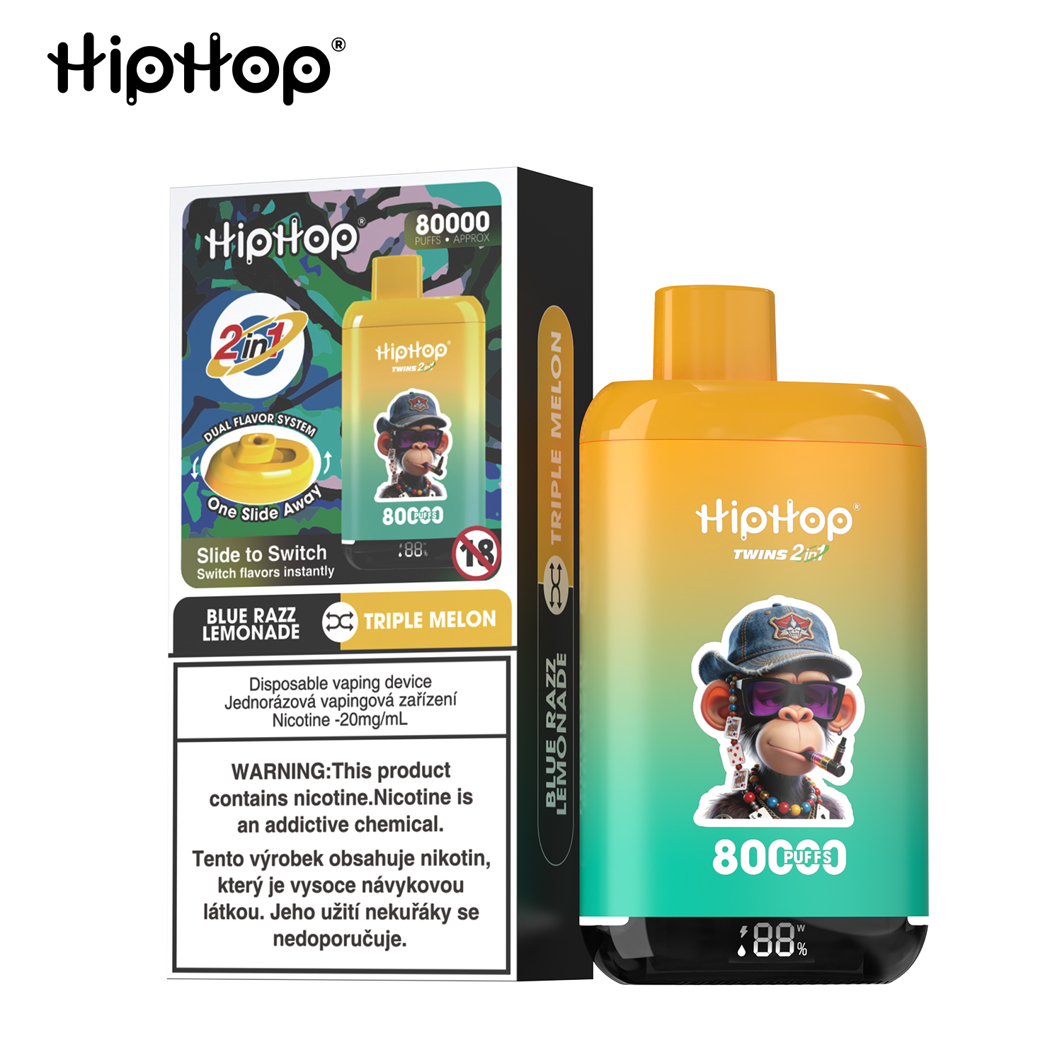 HIPHOP 80k Puffs Prefilled Vape |  Rechargeable