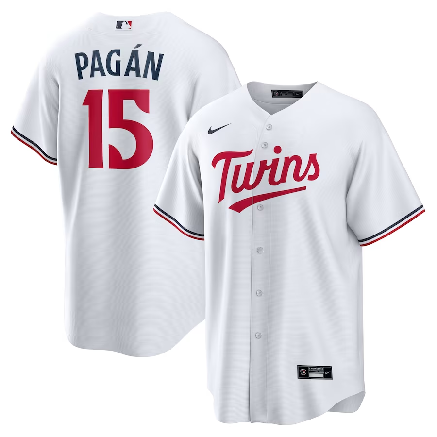 Men's Minnesota Twins Emilio Pag ̈¢n #15 White Home Replica Player Jersey
