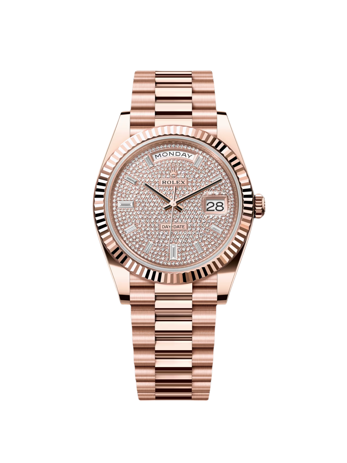 【Super Clone】RLX  Day-Date President 40mm Everose Gold Diamond Pave Dial - 228235